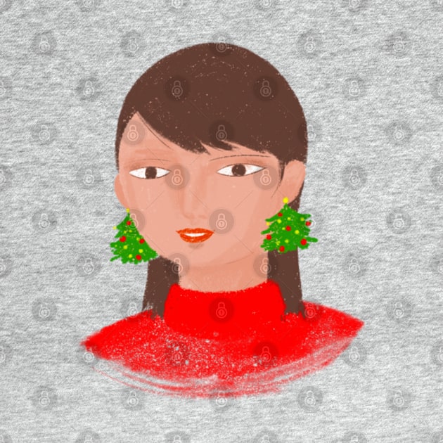 Christmas tree earrings by iulistration